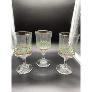 Vintage Arby's Holly‎ 1986 Christmas Collection Holly Berry Wine Goblets